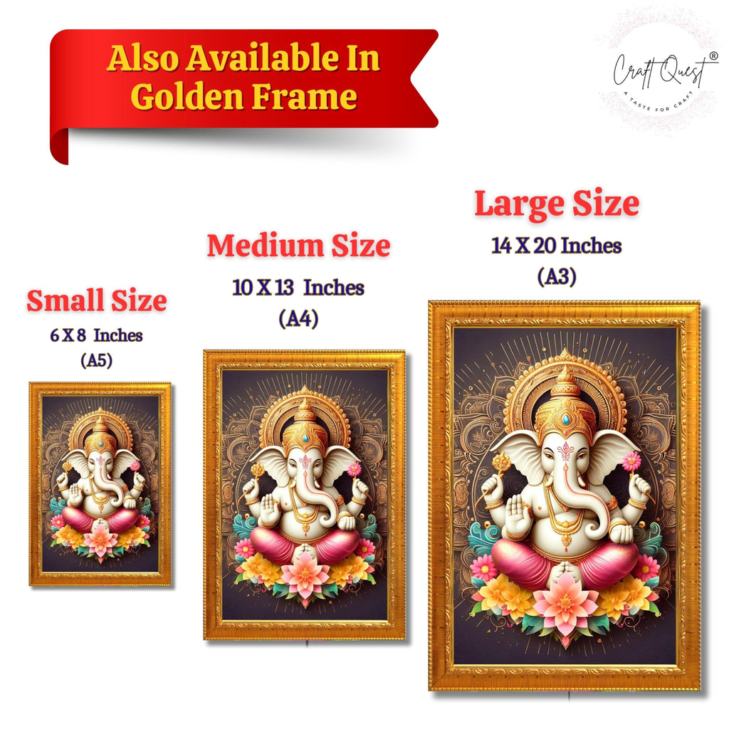 CRAFT QUEST Lord Ganpati Ganesh ji God Frame for Pooja Room Home & Wall Decor GA-255