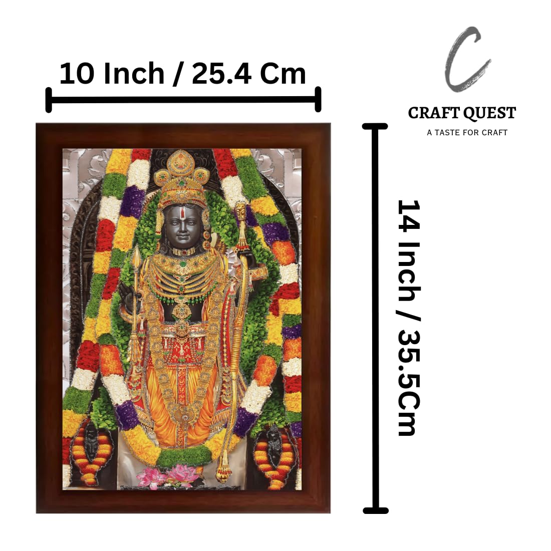CRAFT QUEST Shree Ram lalla Ayodhya Sparkle Coated Framed, Home Decorative Gift Item Painting (14 X 10 Inches, Multicolour,Religious) RD1013-509