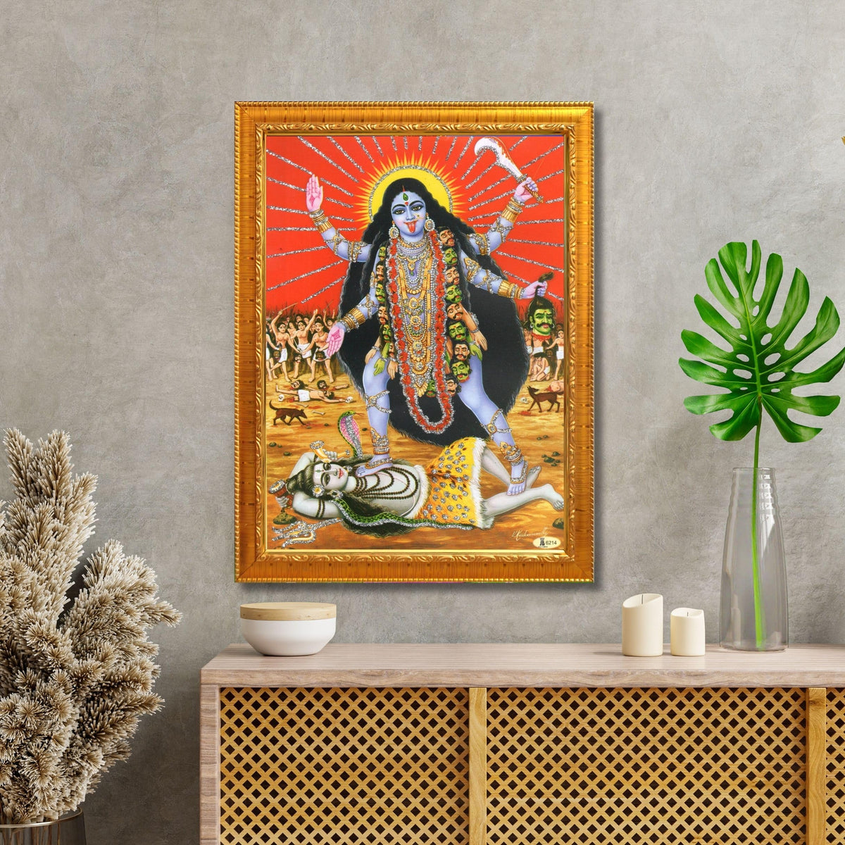 CRAFT QUEST Kali Mata photo with frame, God Religious Framed With Acrylic Glass