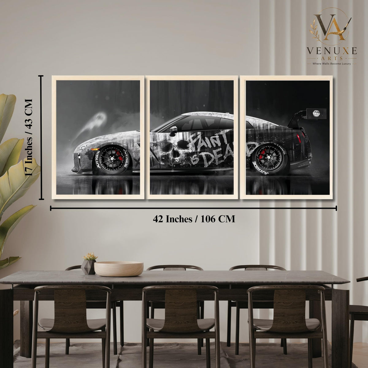 VENUXE ARTS Set Of 3 Big Sports Cars Framed Posters Gift Items for Boys Room Wall Decoration Bedroom Living Room Office Studio Décor | Car Poster Frame for Wall Décor