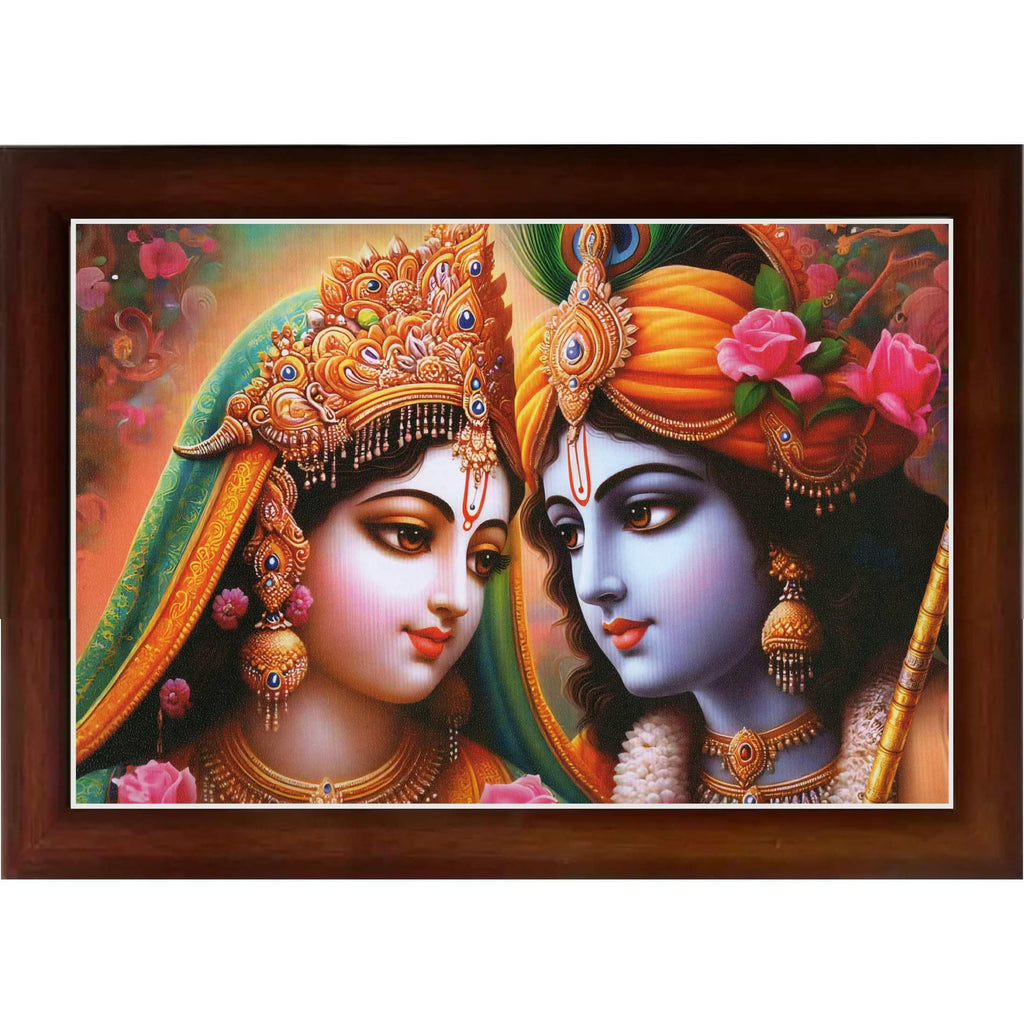 CRAFT QUEST Radha Krishna Art Photo Framed Painting for Home and Bedroom Wall Decoration of Size 14X10 Inches with Frame And Acrylic Glass RK210
