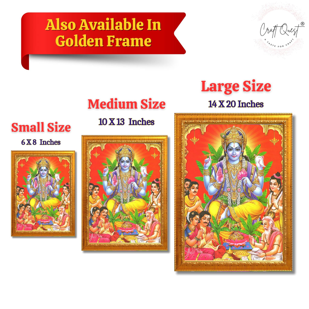 CRAFT QUEST Lord Satyanarayana Swami| Bhagwan Satyanarayan Wall Painting Religious Wood Photo Frame with Acrylic glass