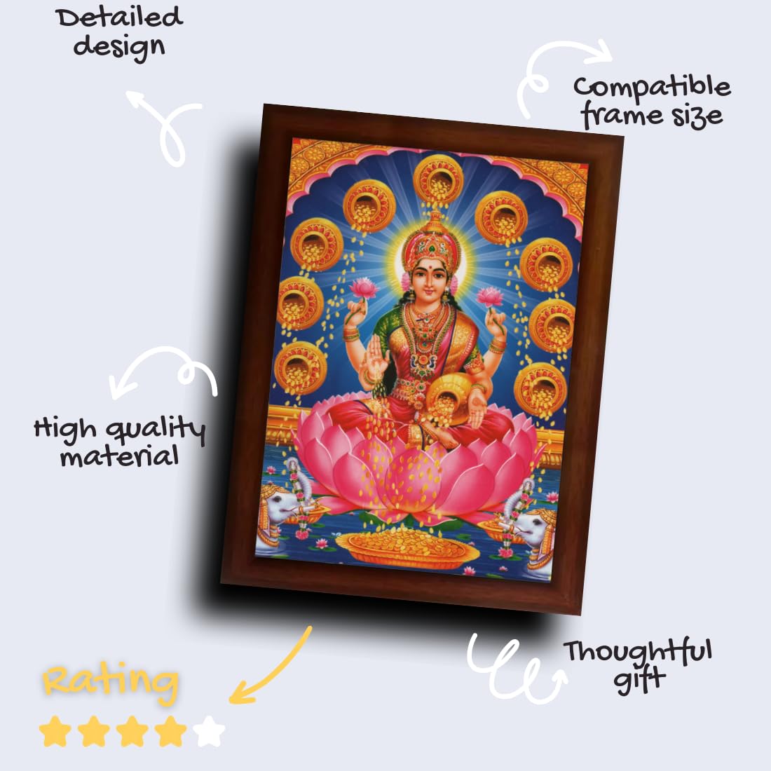CRAFT QUEST Goddess Lakshmi Devi Wall Painting Frame Home Decor