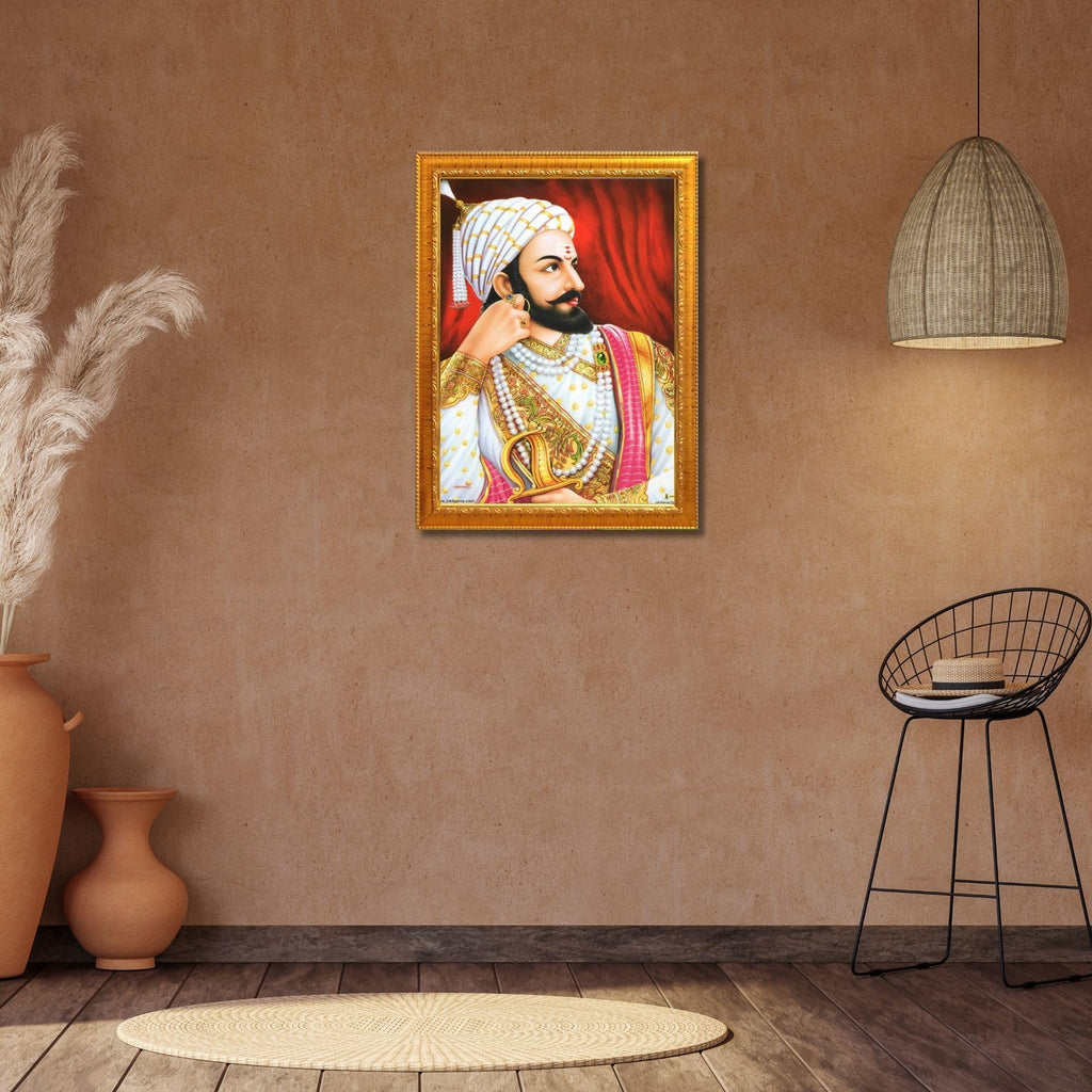 CRAFT QUEST Chhatrapati Shivaji Maharaj photo frame Home Decorative items with synthetic frame (Style 2)