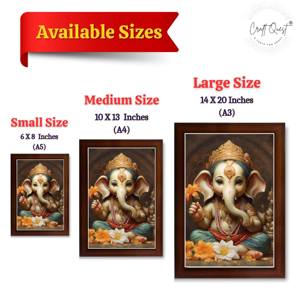 CRAFT QUEST Lord Ganesha Ganpati ji Abstract Modern Wall Painting With Frame For Home and Office Décor