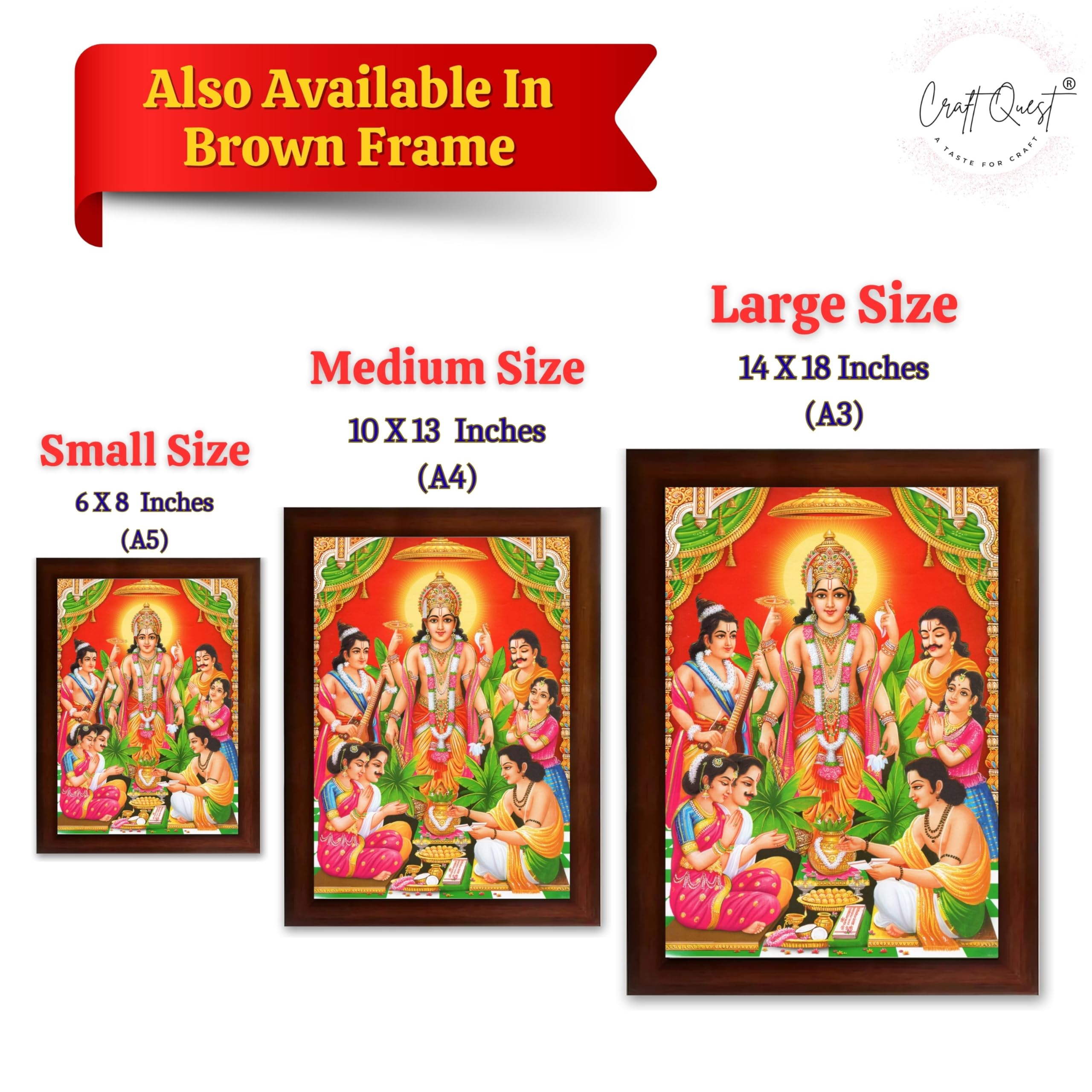 CRAFT QUEST Satyanarayana Swamy God Satyanarayan Photo Frame | Religious Photo Frame | Ideal for Home, Office, Temple & Puja Room, Wall Decor