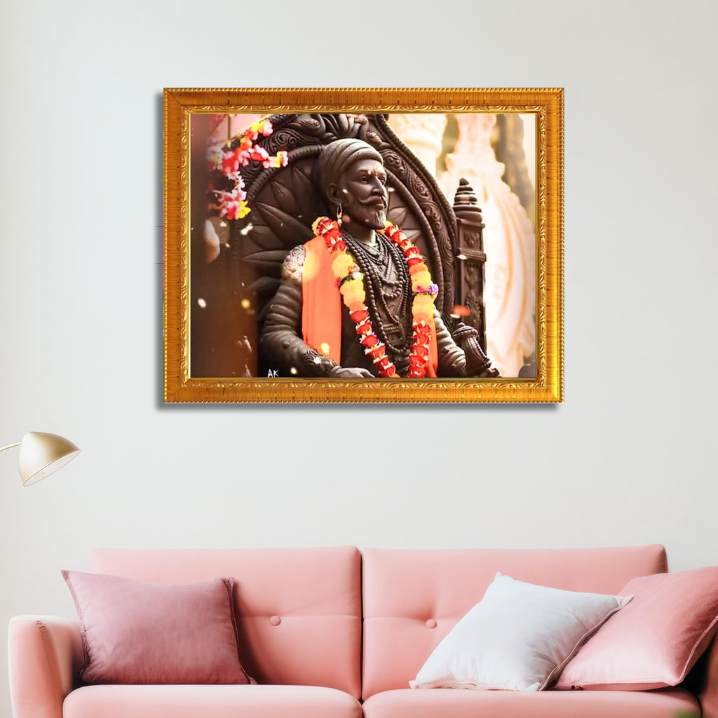 CRAFT QUEST Chattrapati Shivaji Maharaj Wall Photo Frame With Acrylic Sheet | Lightweight | Home Decoration Item | Best Gifting Option