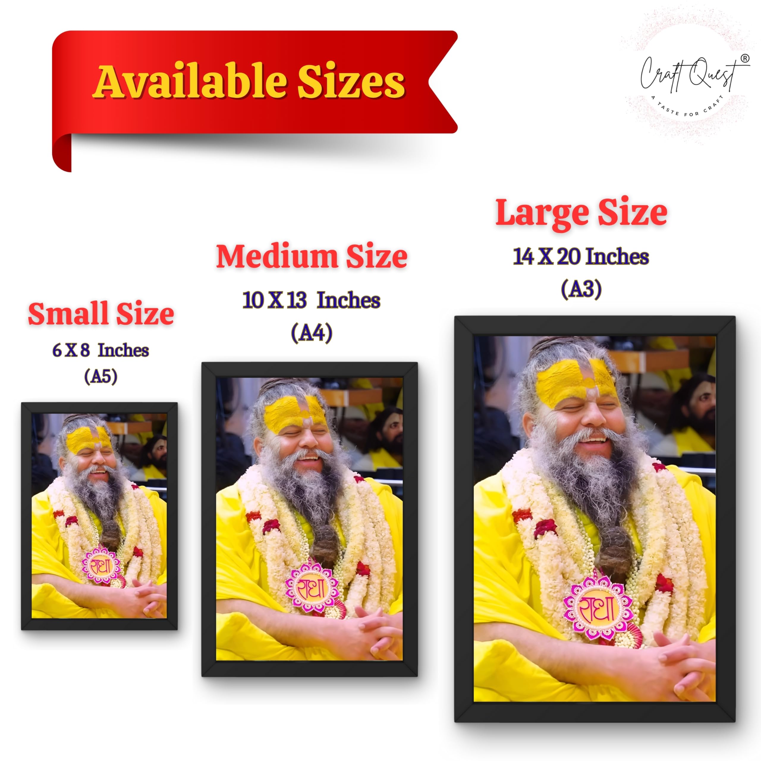 CRAFT QUEST Premanand Ji Maharaj Photo Frame | Divine Spiritual Wall Decor | Premium Quality Frame for Home, Office & Temple | Black Colour