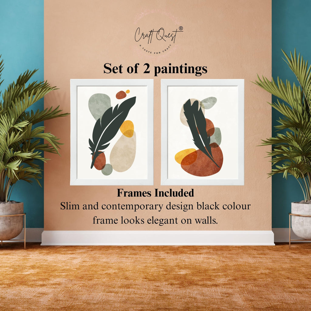CRAFT QUEST Wall Art Decor Paintings | Set of 2 BOTONICAL Wall Art Frames for Home Decoration | Ideal for Living Room, Bedroom & Office