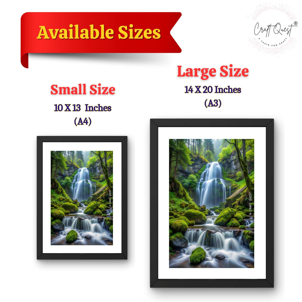 CRAFT QUEST Vastu Waterfall Landscape Scenery Photo Frame With Acrylic Sheet | Living Room, Bedroom | Home Decoration | Best Gifting Option