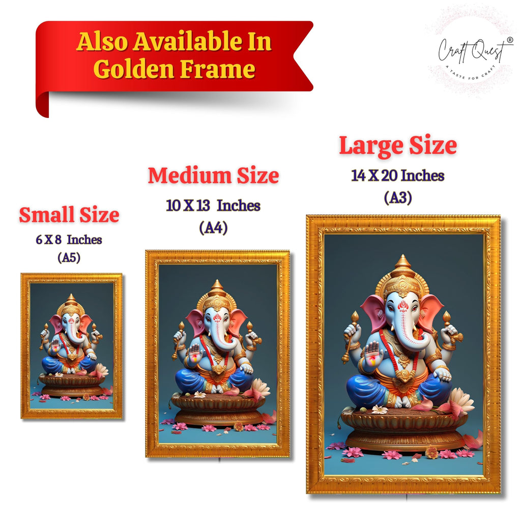 CRAFT QUEST Lord Ganesha Abstract Modern Wall Painting With Frame For Home and Office Décor