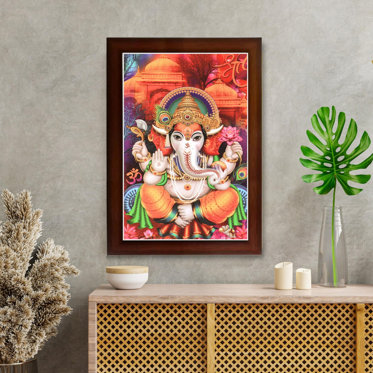CRAFT QUEST Lord Ganesha Ganesh Ganpati Ganapathi Hanging Wall Painting Framed Home Decor