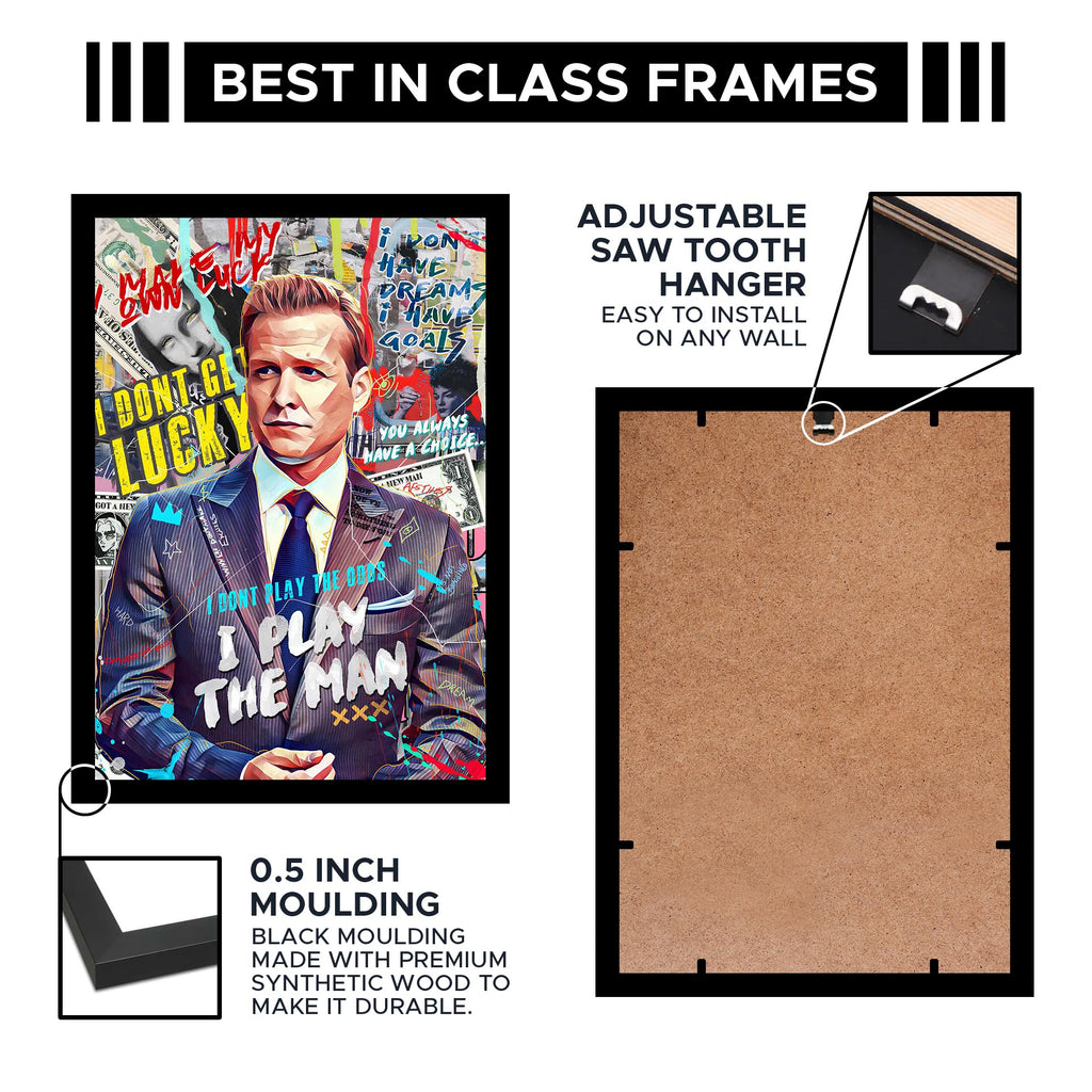 CodersParadise Wooden Harvey Spectre Wall Poster Frame 8×12 (A4 Size) Premium Hanging Art Frame|Stylish Wall Décor for Home, Bedroom & Living Room|Rectangular