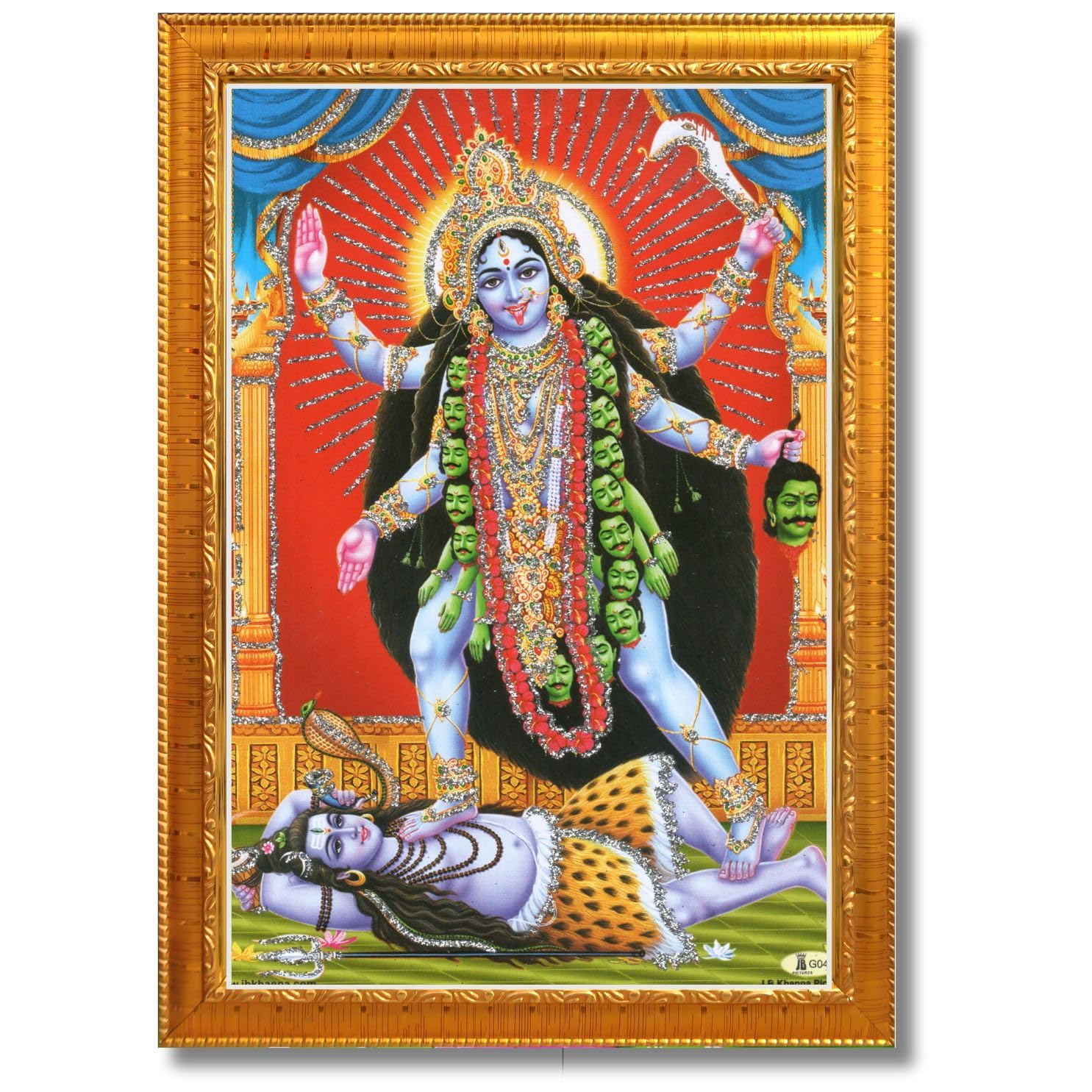 CRAFT QUEST Kali Mata photo with frame, God Religious Framed Painting With Acrylic Glass