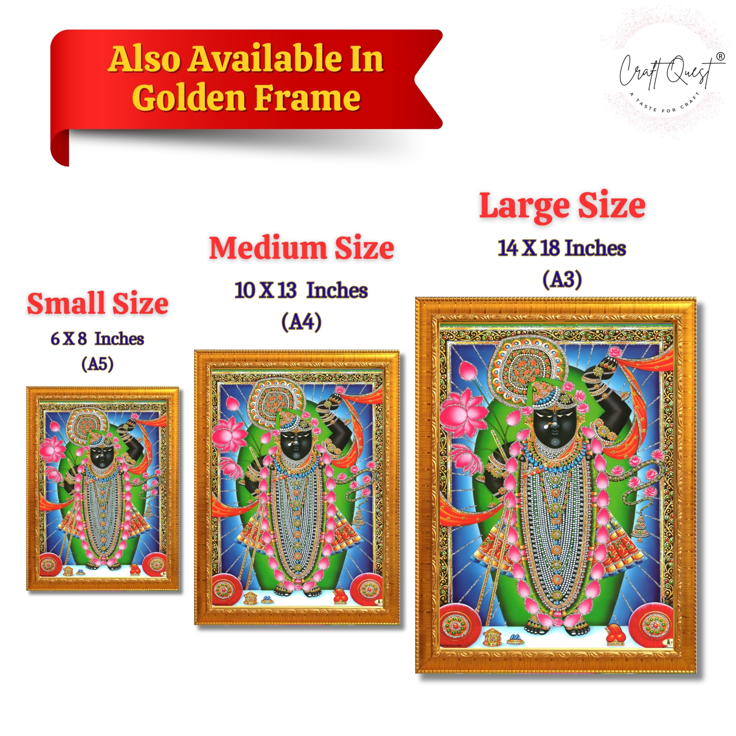 CRAFT QUEST Shrinathji Photo with Frame | Shreenathji Photo with Frame Religious Framed Painting