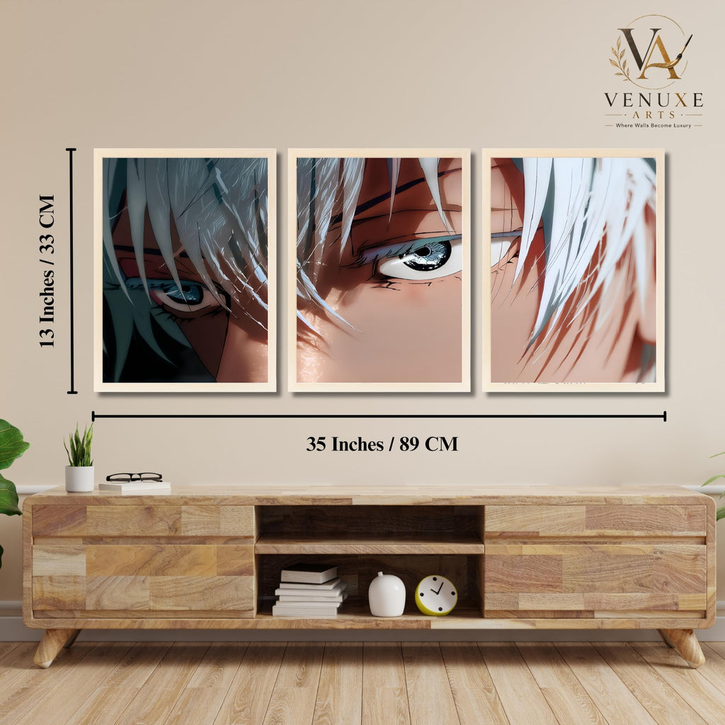 VENUXE ARTS Set Of 3 Anime Characters Wall Framed |Anime Characters Framed Poster for Living Room Bedroom Gaming Room Studio Wall Decor