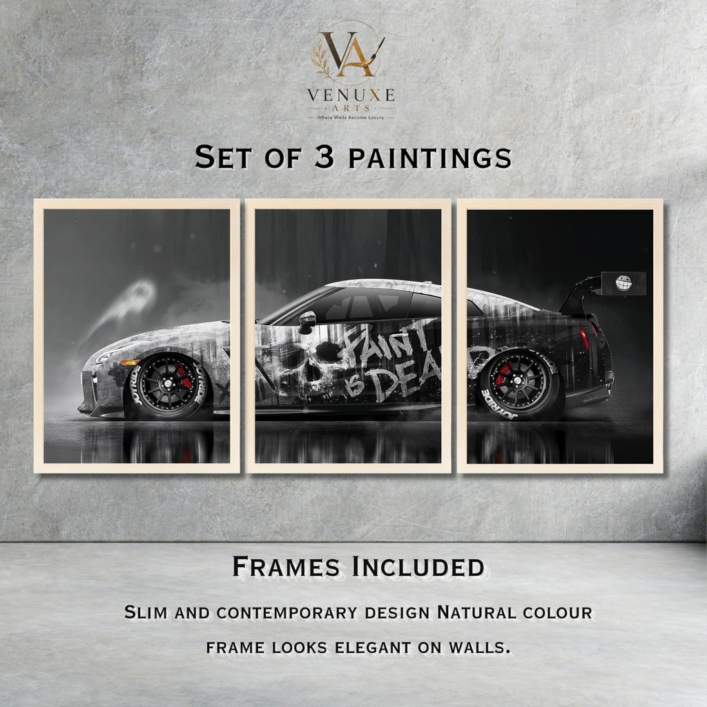 VENUXE ARTS Set Of 3 Big Sports Cars Framed Posters Gift Items for Boys Room Wall Decoration Bedroom Living Room Office Studio Décor | Car Poster Frame for Wall Décor