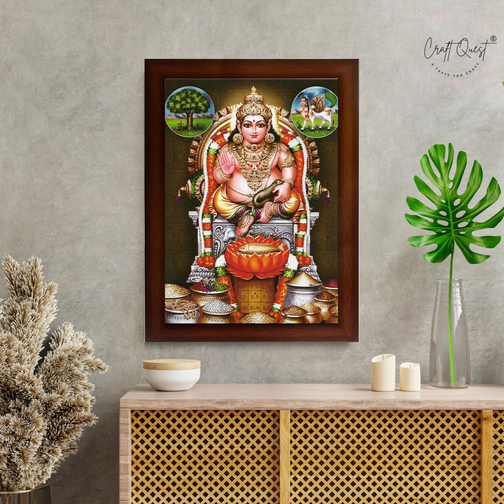 CRAFT QUEST Lord Kubera Swamy Bhagwan Kuber Kubera Wall Painting Framed, Religious Photo Frame, Home Decoration Gift Item