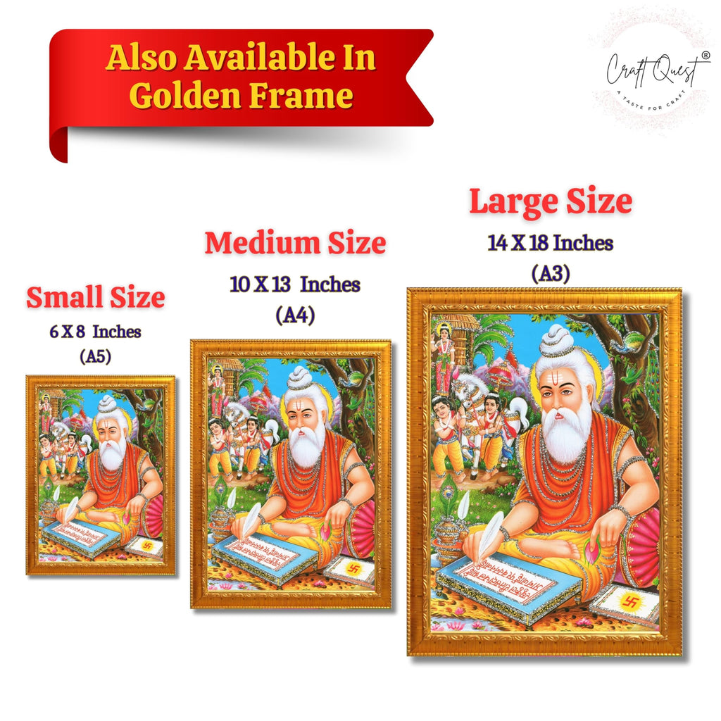 CRAFT QUEST Maharishi Valmiki Photo frame | Acrylic, Lightweight | Hindu God Spiritual Framed | Ideal for Home, Office, Temple & Puja Room, Wall Decor