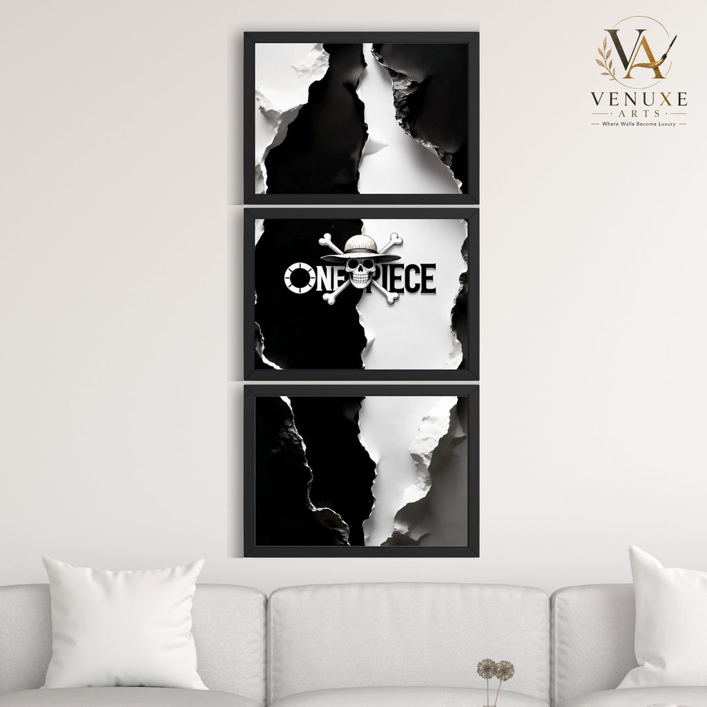 VENUXE ARTS Set Of 3 Anime Characters Wall Framed |Anime Characters Framed Poster for Living Room Bedroom Gaming Room Studio Wall Decor
