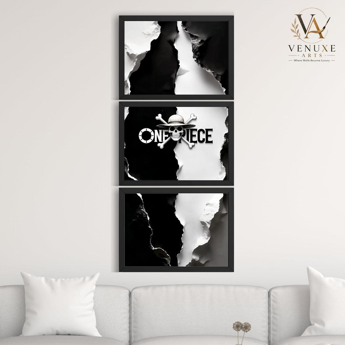 VENUXE ARTS Set Of 3 Anime Characters Wall Framed |Anime Characters Framed Poster for Living Room Bedroom Gaming Room Studio Wall Decor