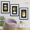 CRAFT QUEST Modern Minimalist Mid Century Abstract Wall Art | Set of 3 Frames for Home Decoration | Ideal for Living Room, Bedroom & Offices
