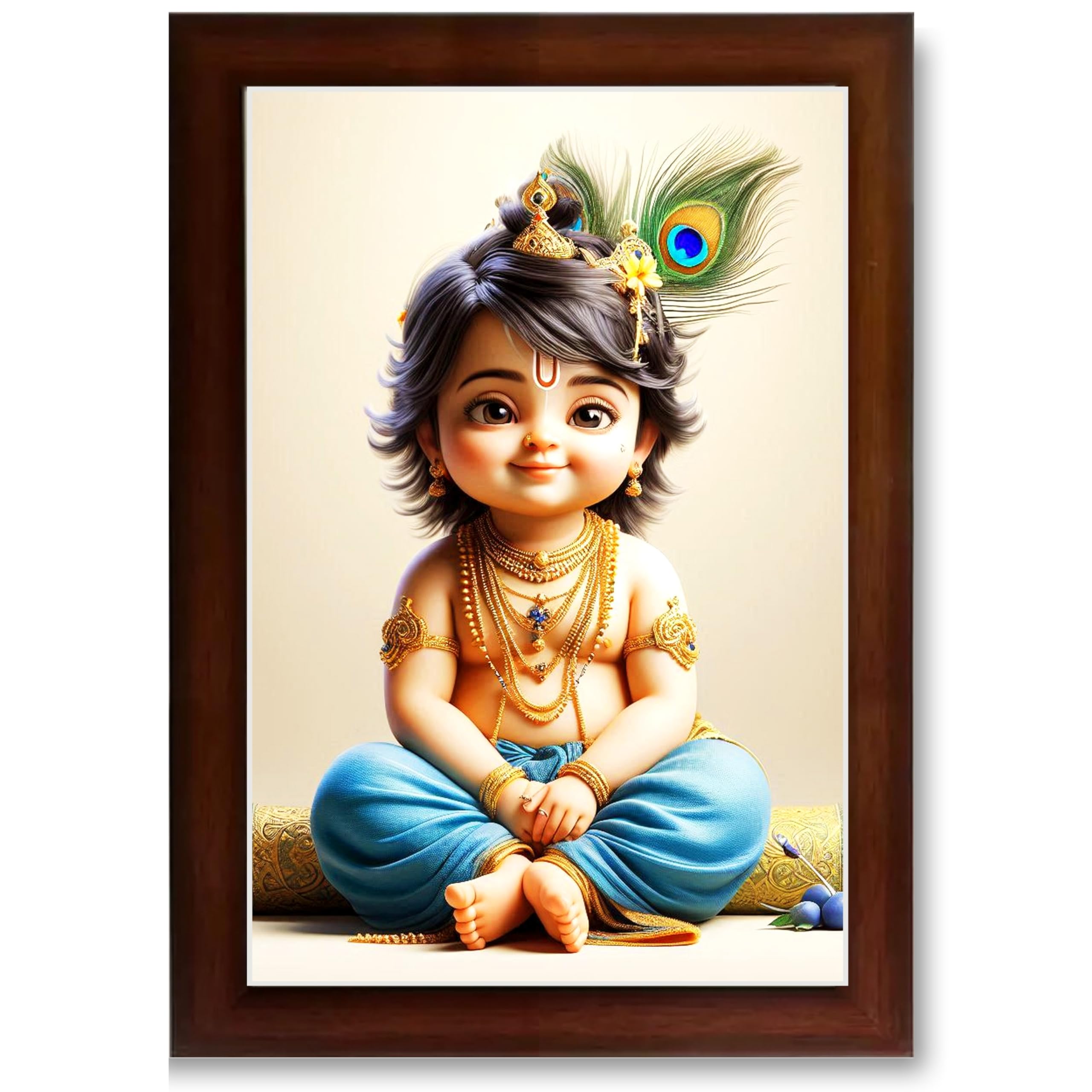 CRAFT QUEST Bal Gopal Painting | Krishna Photo Frames for Walls, Home, Bedroom, Living Room and Home Decor Item