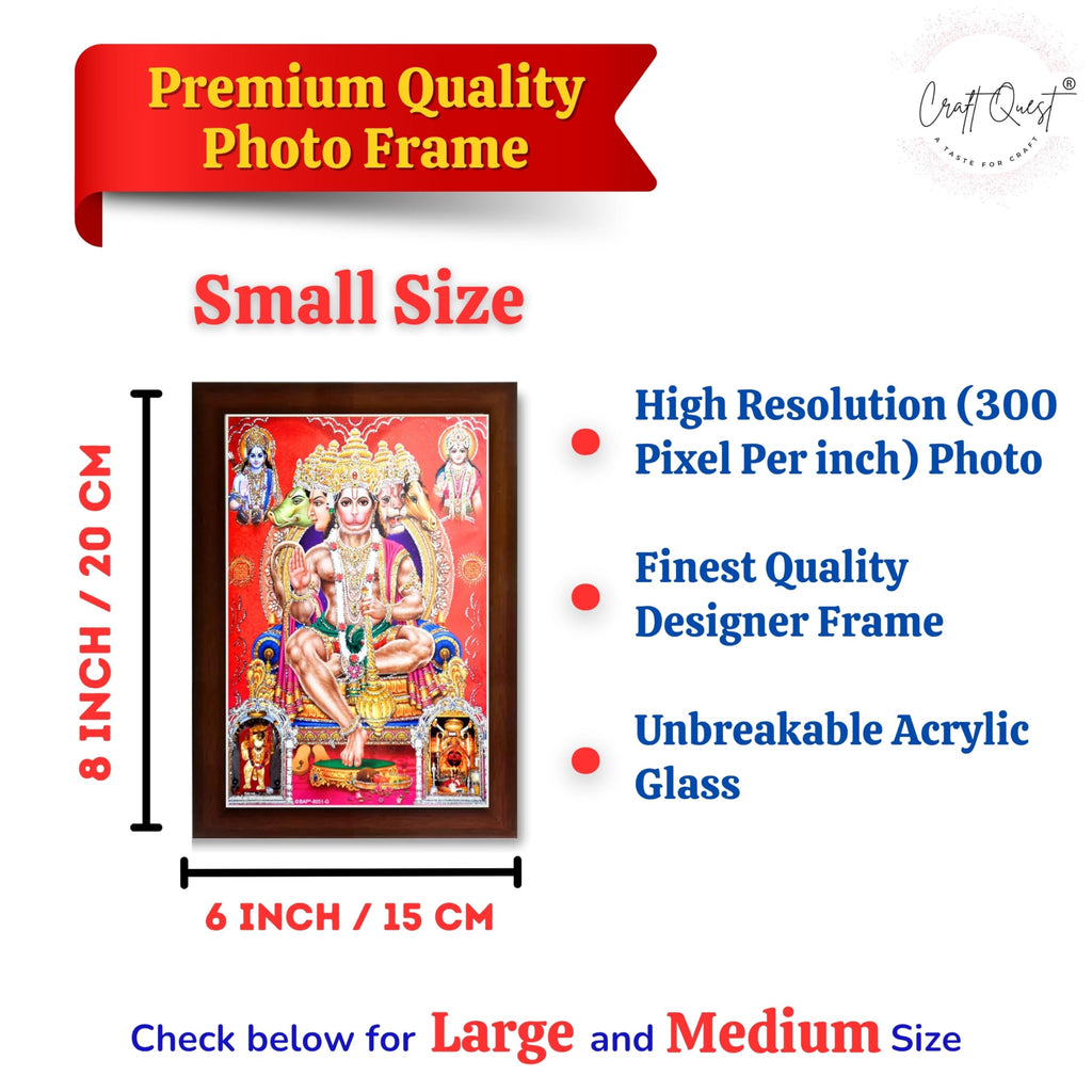 CRAFT QUEST Panchmukhi Hanuman JI | Bajrangbali Religious Photo frame Home Decorative Item Synthetic Wood