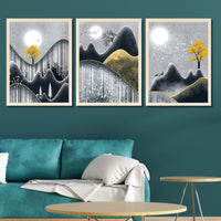 CRAFT QUEST Abstract Art Geometric Figures Decorative Murals | Set of 3 Frames for Home Decoration | Ideal for Living Room, Bedroom & Offices