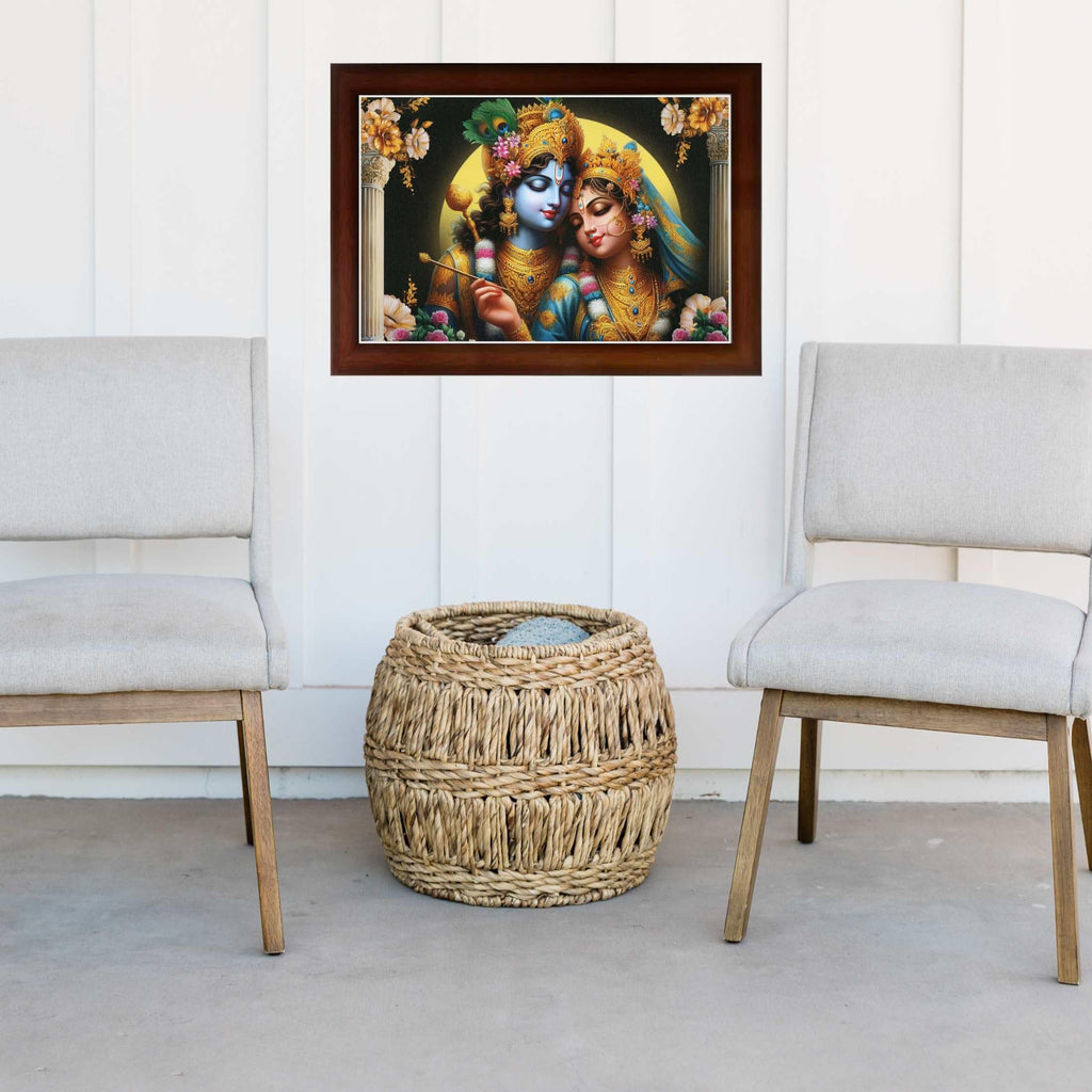 CRAFT QUEST Radha Krishna Art Photo Framed Painting for Home and Bedroom Wall Decoration of Size 14X10 Inches with Frame And Acrylic Glass RK207