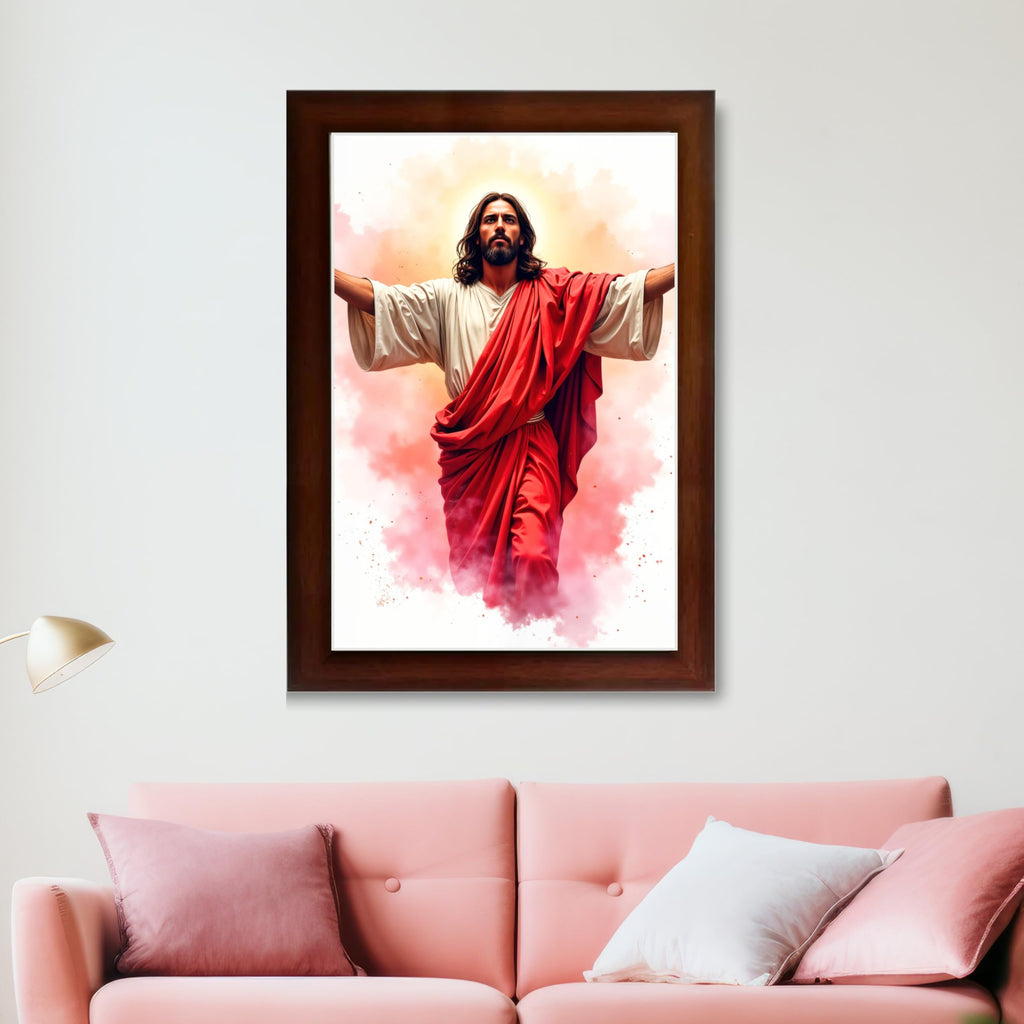 CRAFT QUEST Jesus Christ Photo with Frame, Photo Frame, Jesus Painting, Christian Wall Frames