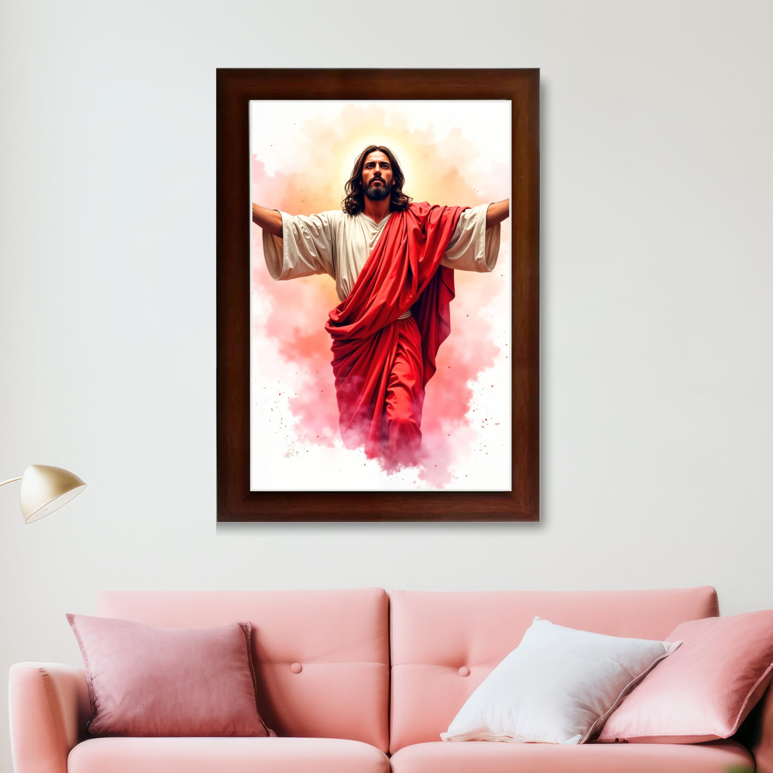 CRAFT QUEST Jesus Christ Photo with Frame, Photo Frame, Jesus Painting, Christian Wall Frames