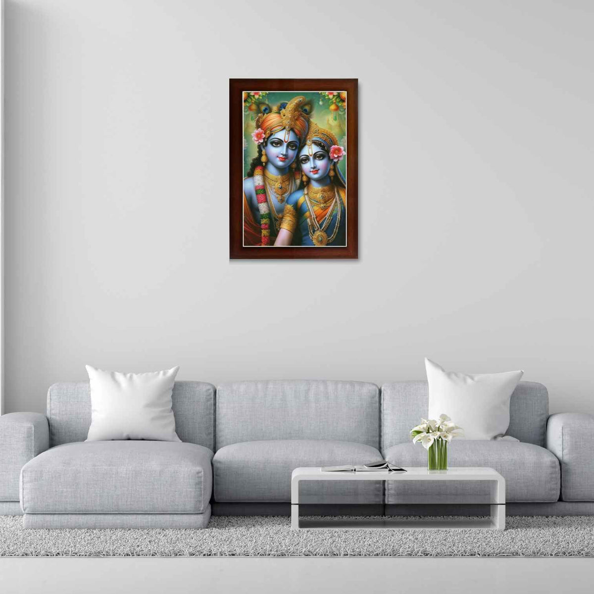 CRAFT QUEST Radha Krishna Art Photo Framed Painting for Home and Bedroom Wall Decoration of Size 14X10 Inches with Frame And Acrylic Glass RK214