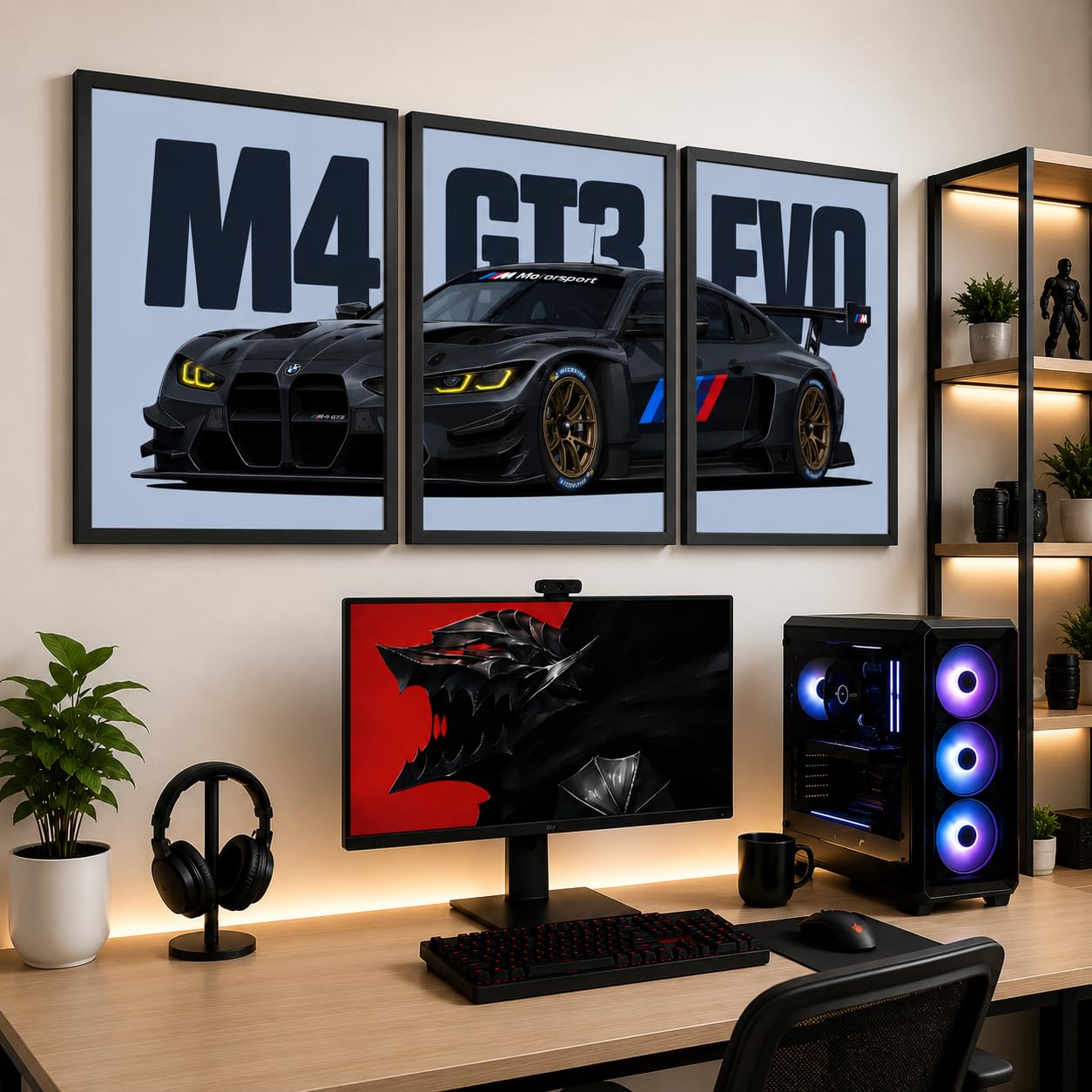 VENUXE ARTS Set Of 3 Big Sports Cars Framed Posters Gift Items for Boys Room Wall Decoration Bedroom Living Room Office Studio Décor | Car Poster Frame for Wall Décor