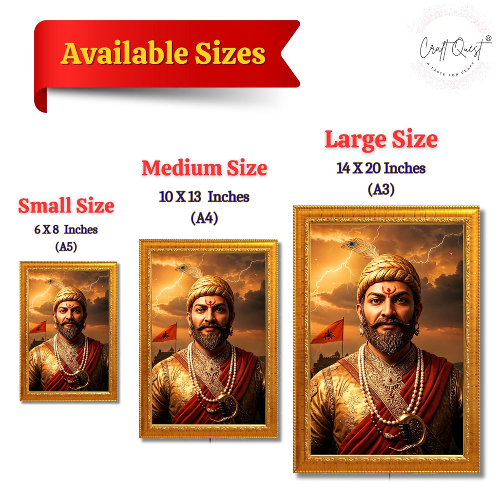 CRAFT QUEST Shivaji Chhatrapati Maharaj Wall Photo Frame | For Living, Pooja Room | Wall Decoration Item | Best Gifting Option