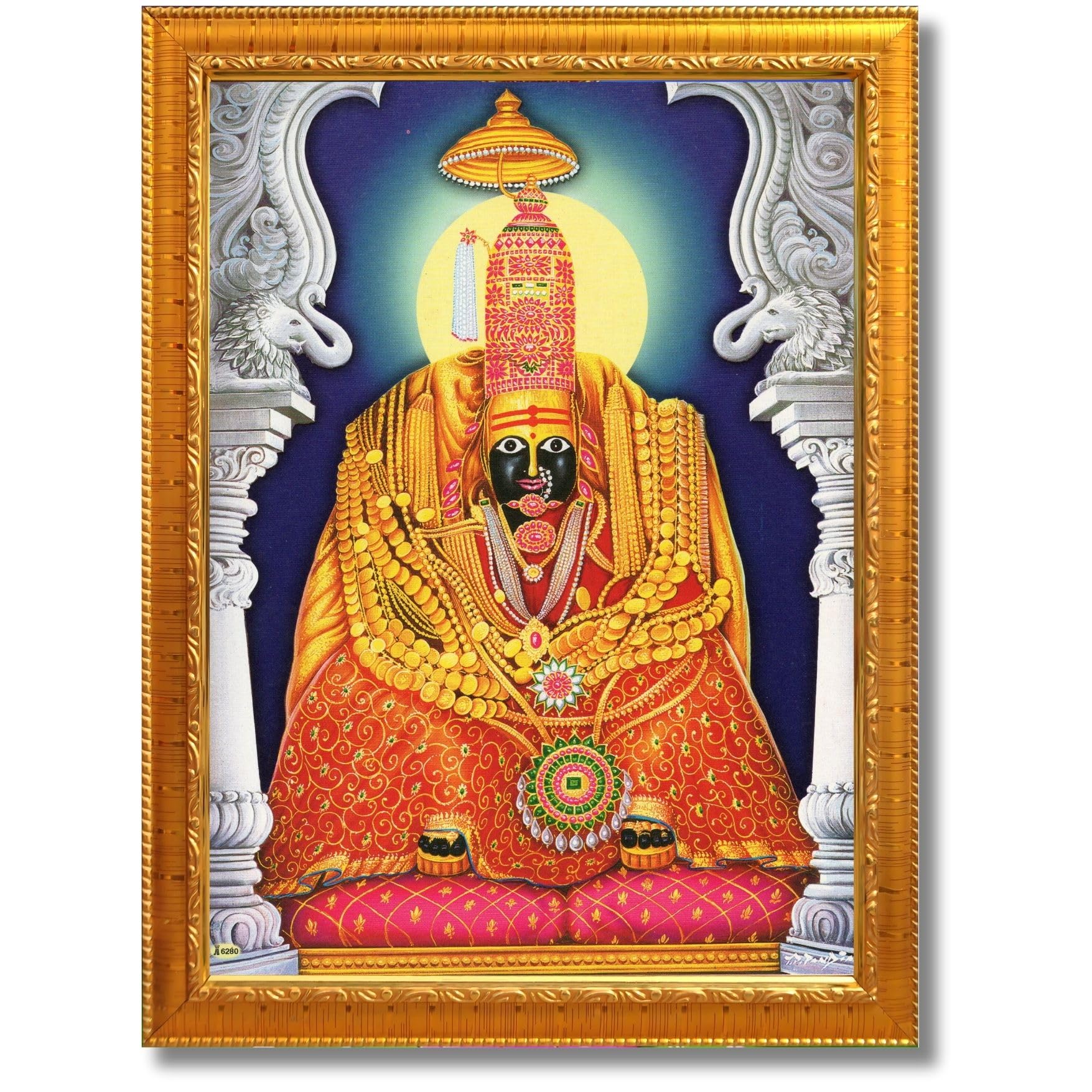 CRAFT QUESTTulja mata photo with frame, Tuljabhawani photo, Tuljapur, Religious Framed Painting