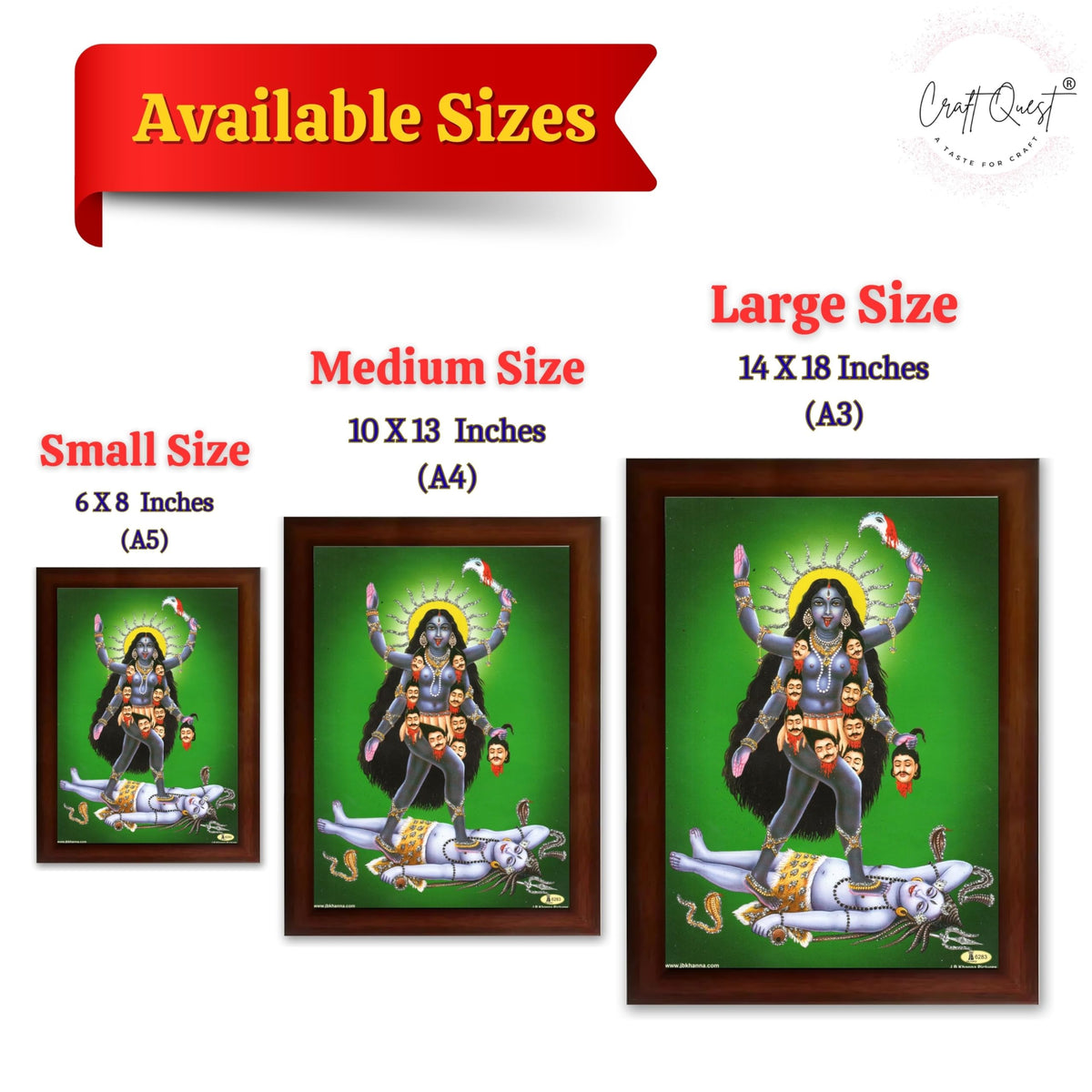 CRAFT QUEST Mahakali Kali Mata Ji Shiv Shiva Wall Painting Framed Home Decor