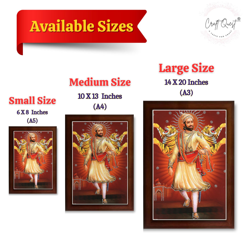 CRAFT QUEST Shivaji Chhatrapati Maharaj Photo Frame | For Living, Pooja Room | Wall Decoration Item | Best Gifting Option