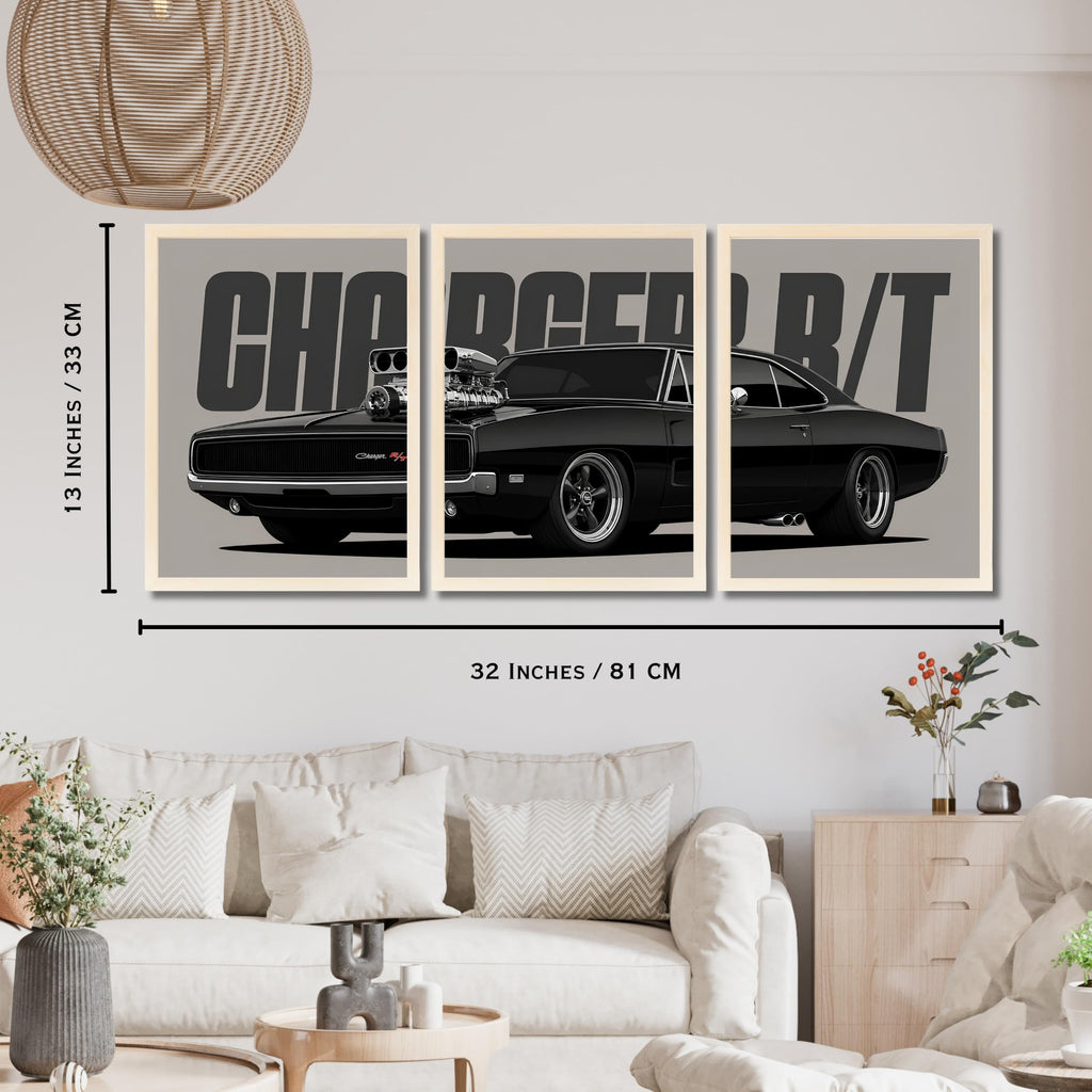 VENUXE ARTS Set Of 3 Big Sports Cars Framed Posters Gift Items for Boys Room Wall Decoration Bedroom Living Room Office Studio Décor | Car Poster Frame for Wall Décor