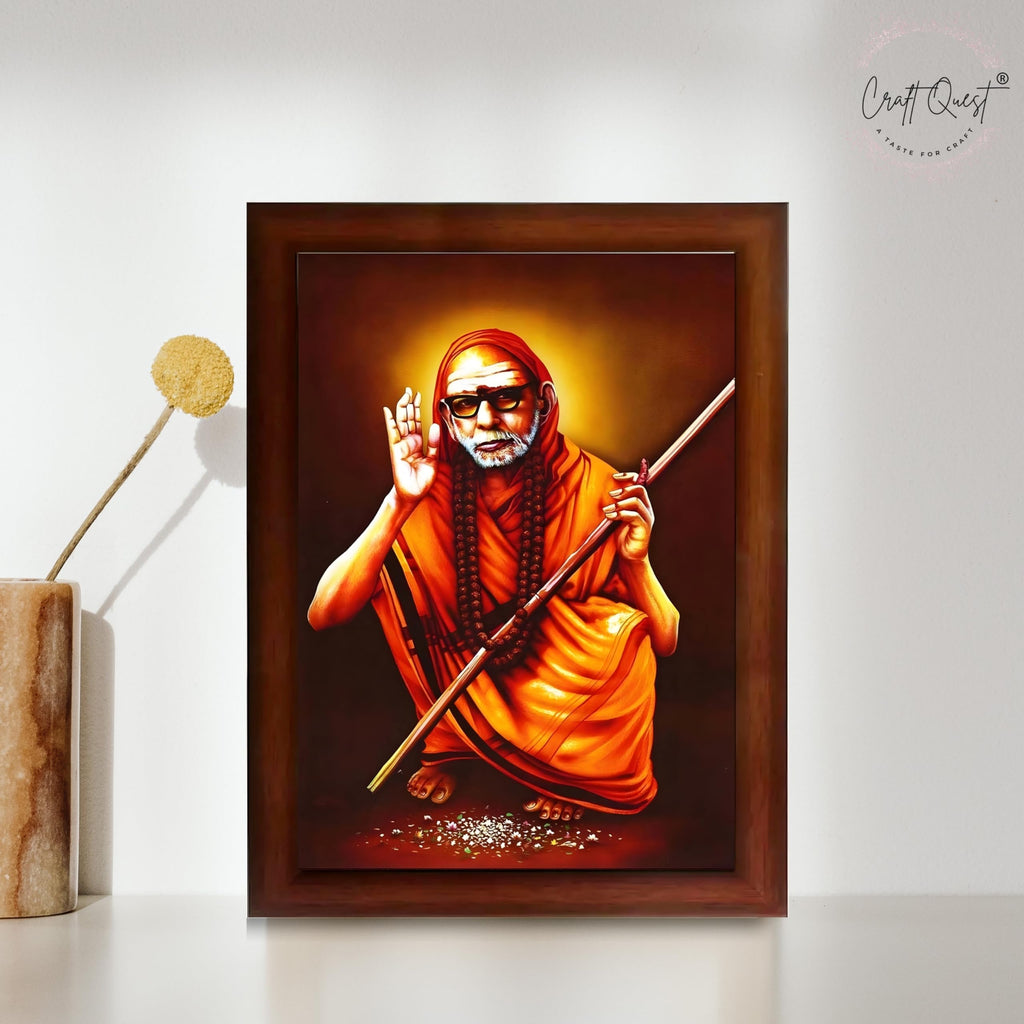 CRAFT QUEST Kanchi Maha Periyava Periyavar Periyar Kanji Wall Painting Framed|Home Décor