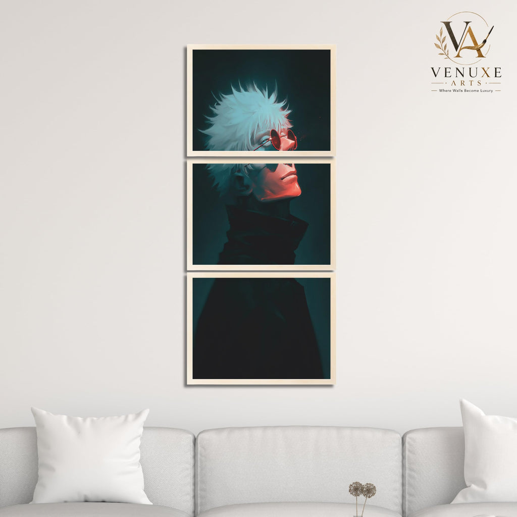 VENUXE ARTS Set Of 3 Anime Characters Wall Framed |Anime Characters Framed Poster for Living Room Bedroom Gaming Room Studio Wall Decor