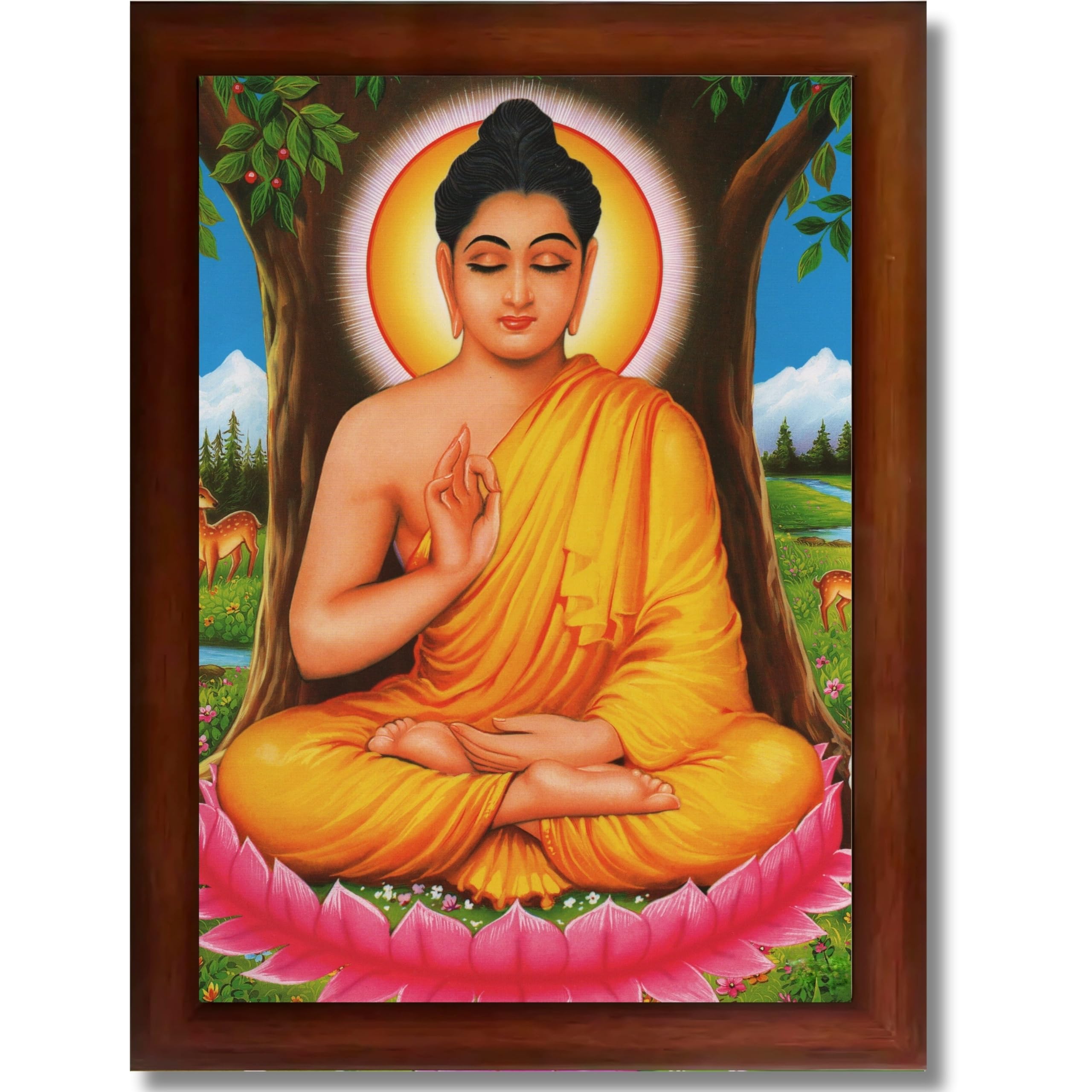 CRAFT QUEST Lord Buddha Photo Frame | Premium HD Spiritual Wall Frame | Peaceful Gautam Buddha Picture for Home Decor, Meditation Room & Office