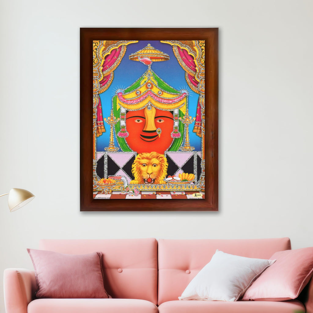 CRAFT QUEST Renuka mata Wooden Photo Frame With Acrylic Sheet For Worship/Pooja
