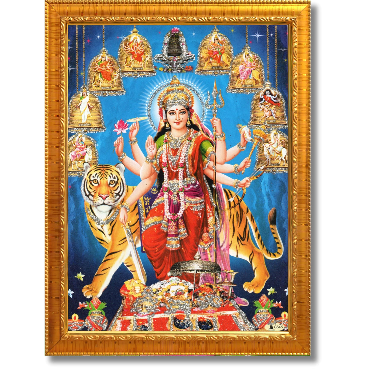 CRAFT QUEST Durga Maa MataJi Goddess Navdurga Durga Wall Painting Framed Home and Pooja Décor Item