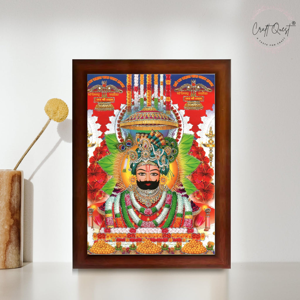 CRAFT QUEST Khatu Shyam Ji | Shyam Baba | Hare Ka Saharaa Khatu Shyam Hamara Photo Frame Wall Painting For Home Decoration And Gift