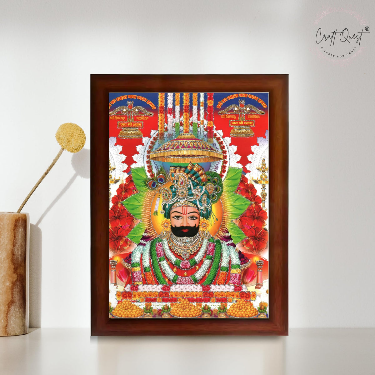 CRAFT QUEST Khatu Shyam Ji | Shyam Baba | Hare Ka Saharaa Khatu Shyam Hamara Photo Frame Wall Painting For Home Decoration And Gift