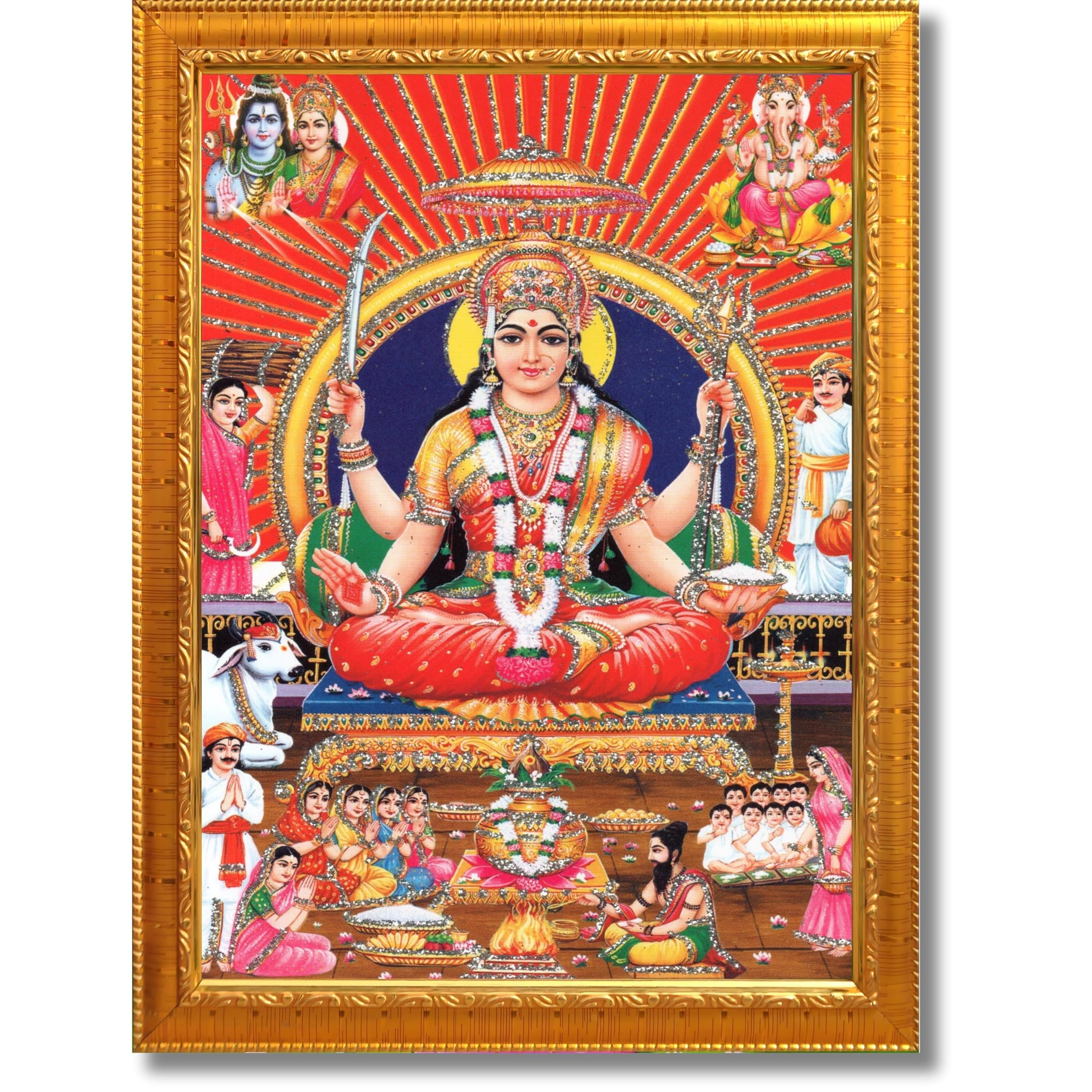 CRAFT QUEST Santoshi MataJi Color Photo Frame for Home Temple Pooja and Devotional Gift Item