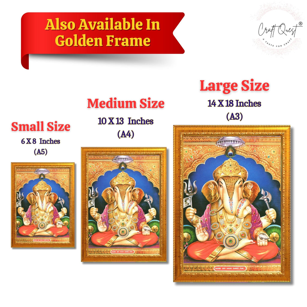 CRAFT QUEST Lord Ganesh ji Modern Wall Painting With Frame For Home pooja, and Office Decor,