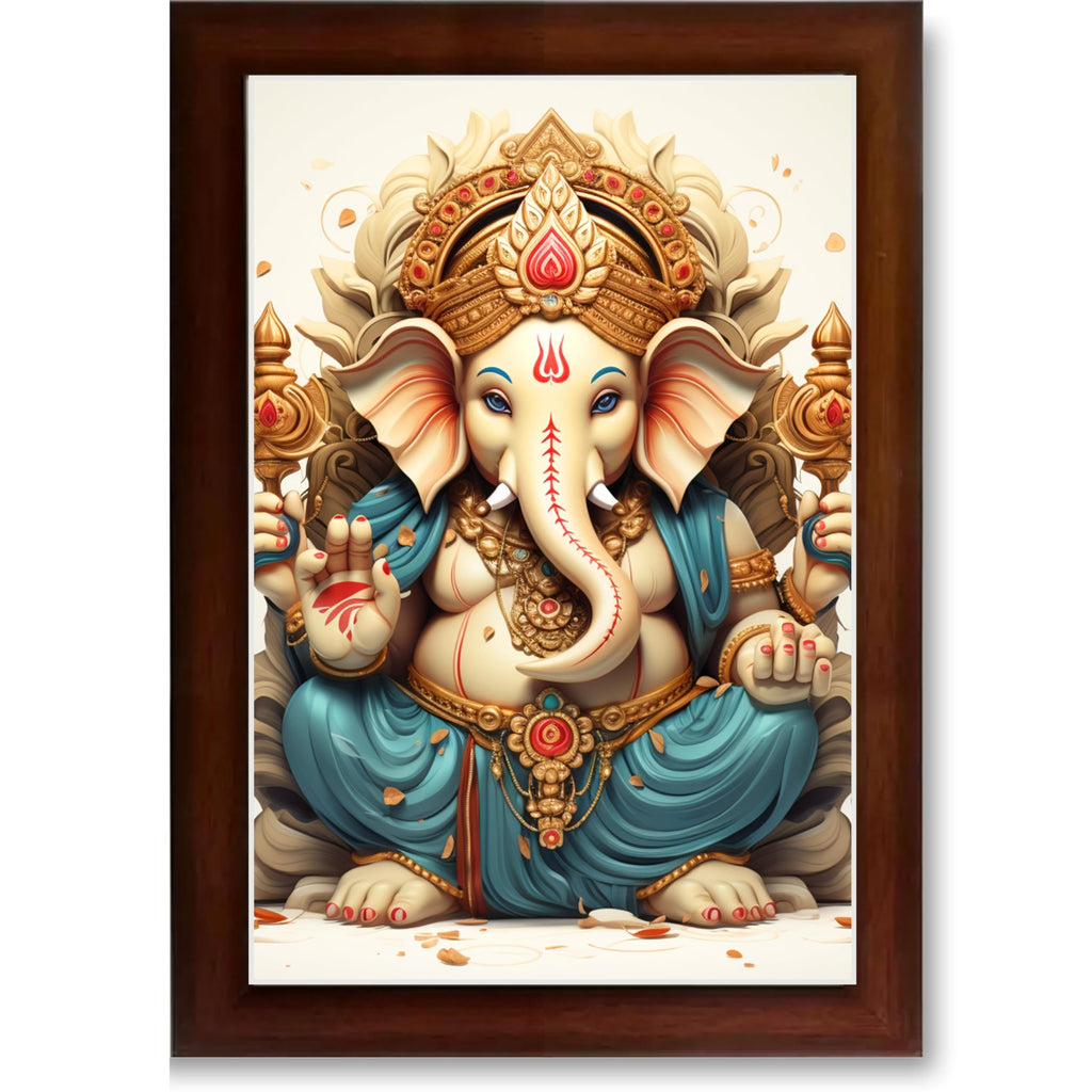 CRAFT QUEST Lord Ganesha Ganesh ji Art Framed Wall Painting With Frame For Home and,Office Décor Items