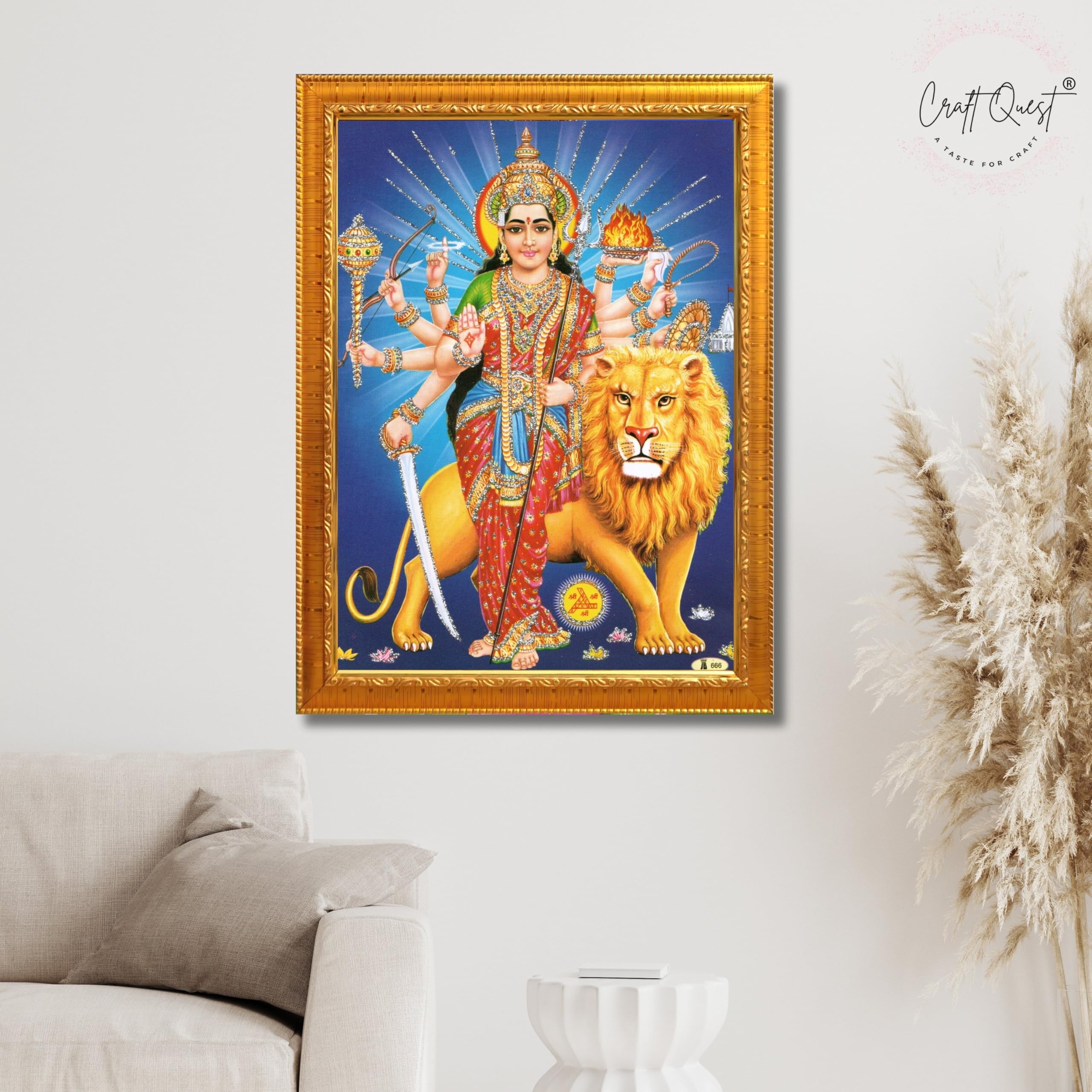 CRAFT QUEST Durga Maa MataJi Goddess Navdurga Wall Painting Framed Home and Pooja Décor